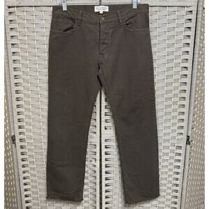 NILI LOTAN Boyfriend Jeans Size 4 Mocha Brown Cotton Denim Mid-Rise Crop Raw Hem